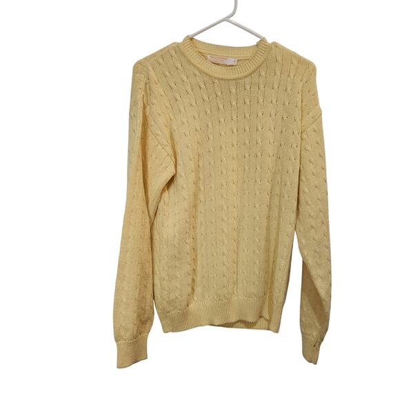 Brooks Brothers Yellow Long Sleeve Open Knit Crew Neck Pullover Sweater Small - Picture 1 of 5
